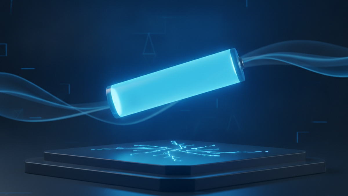 Smartphone battery concept showing a glowing blue energy cell representing 5000mAh capacity