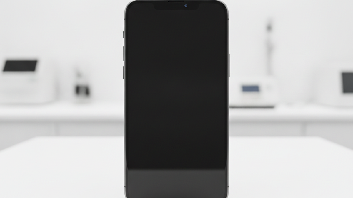 Modern smartphone on a clean white test surface representing TENAA certification process